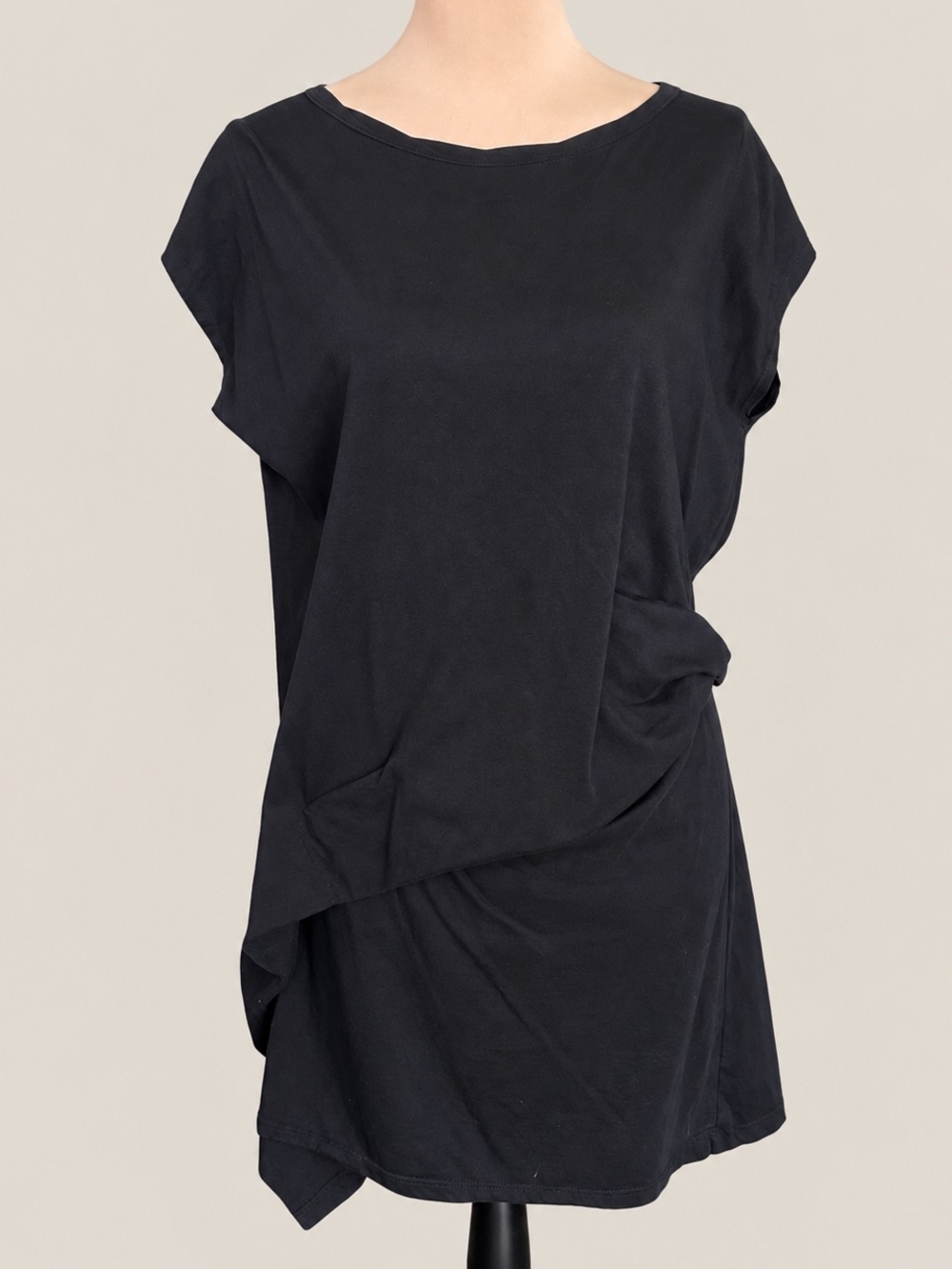 Morgane Le Fay Black Asymmetrical T Shirt Dress Size S Cotton